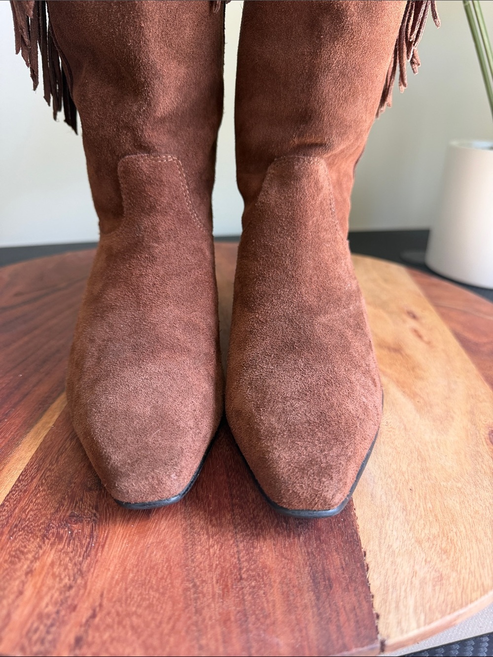 Vintage Gianni Brown Leather Fringe Western Boots Women’s Size 7 - Picture 6 of 10